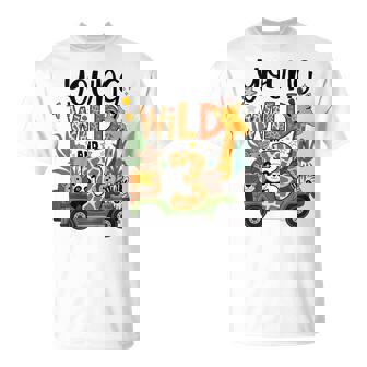 3Rd Birthday Young Wild And Three Safari 3 Year Old T-Shirt - Thegiftio