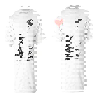 Alice In Wonderland With Balloon Rabbit Whimsical Fantasy T-Shirt - Thegiftio UK