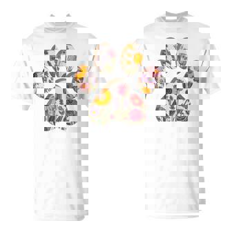 Amante De Perros Floral Estético Huella Flores In Mangas Camiseta unisex - Regaloses