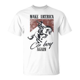 Make America Cowgirl Cowboy Again Retro Western 4Th Of July T-Shirt - Thegiftio UK