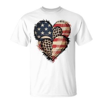 American Flag Heart Leopard Usa Patriotic 4Th Of July T-Shirt - Thegiftio UK
