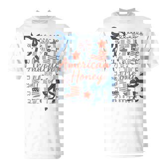 American Honey Coquette Bow 4Th Of July Patriotic Girly T-Shirt | Mazezy
