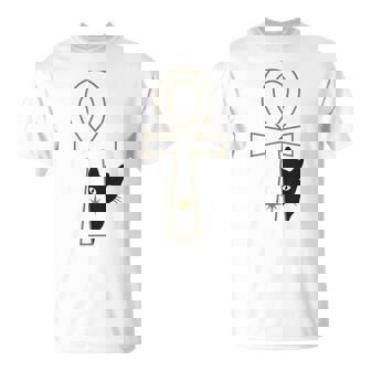 Ankh & Cat デザイン – スピリチュアル瞑想アート Tシャツ - Kawaiitshirt
