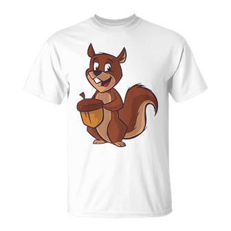 Ardilla Con Dibujo De Nuez Para Hombres Es Niños In Mangas Camiseta unisex - Regaloses