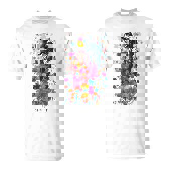 Astronaute Entouré De Fleurs Colorées T-Shirt - Cadeauxyz