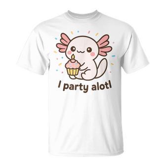 An Axolotl Birthday – Cute Kawaii Pun “I Party Alotl” T-Shirt - Thegiftio UK