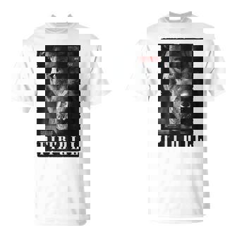 Backprint 野生の犬ピットブルテリアのポートレートブルドッグのバックプリントピットブル Tシャツ - Kawaiitshirt