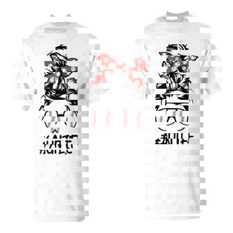 Baseball Aunt Life Messy Bun T-Shirt - Monsterry