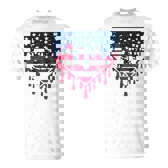 Baseball Drip Boy Ice Cream Patriotic American Flag 4Th July T-Shirt | Mazezy