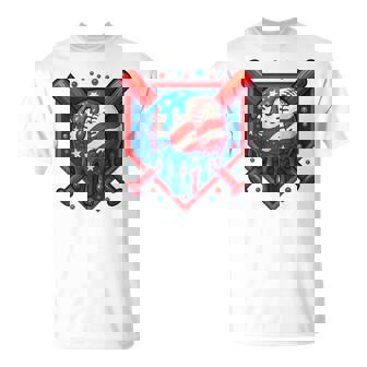 Baseball Drip Ice Cream 4Th Of July Usa Flag T-Shirt | Mazezy