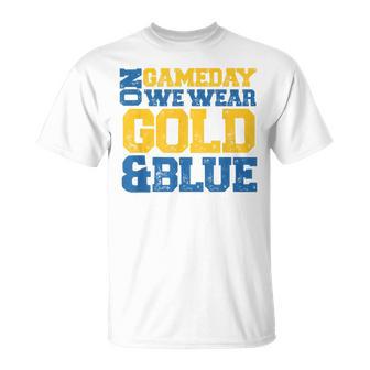 Blue And Gold Game Day Group For High School Football T-Shirt - Thegiftio UK