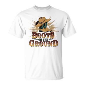 Boots On The Ground Western Cowboy Rodeo Country T-Shirt - Thegiftio UK