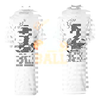 Born 2 Ball 2Nd Birthday Sports 2 Year Old Boy Second Bday T-Shirt - Thegiftio