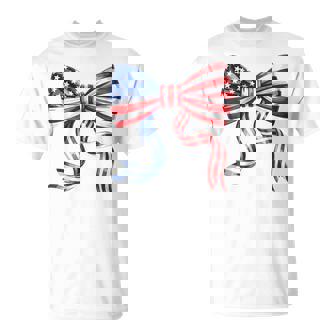 Bow Tie American Flag 4Th Of July Girls Patriotic Bow T-Shirt - Monsterry