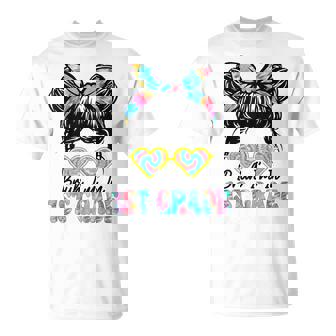 Bruh Im In 1St Grade Messy Bun First Day Of School Girls T-Shirt | Mazezy