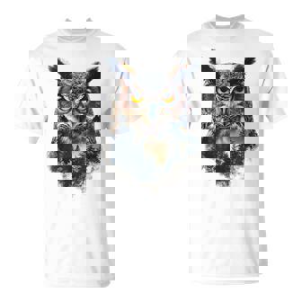Búho Naturaleza Árbol Pintura Gráfico Animal Arte Búho Camiseta unisex - Regaloses