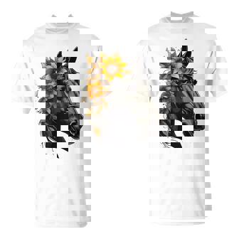 Caballo Girasol Patrón Floralerano Es Niña Caballo Camiseta unisex - Regaloses
