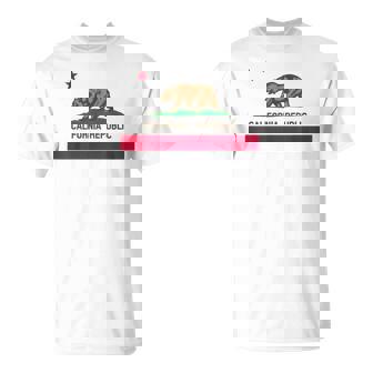 California Republic ノベルティ カリフォルニアベア カリフォルニアフラッグ Tシャツ - Kawaiitshirt