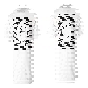 Camisa De Caraonriente A Cuadros Con Ojos Guiños Cara Feliz De Los Años 90 Camiseta unisex - Regaloses