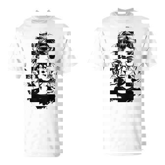 Chat Mignonilhouette Fille Avec Deux Chats T-Shirt - Cadeauxyz