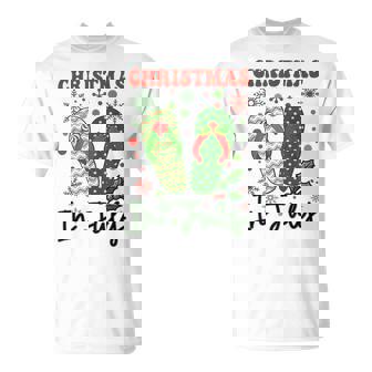 Christmas In July Flip Flops Xmas Flip Flops Summer Holiday T-Shirt | Mazezy