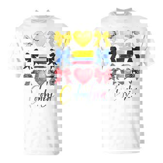 Colombia Hispanic Heritage Month Bow Colombian Flag Girls T-Shirt - Seseable