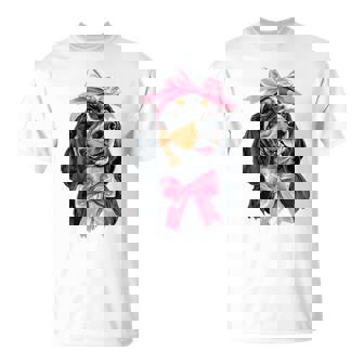 Coquette Bow Coonhound Dog Mom ピンクリボンガール Tシャツ - Kawaiitshirt