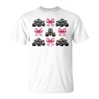 Coquette Bow Monster Truck Pink Ribbon Mom Girl T-Shirt - Thegiftio UK
