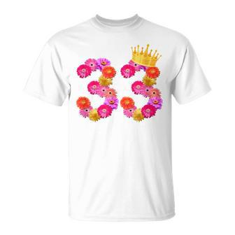 Corona De Flores Para De 33 Años Con Texto En Inglés It's My 33Rd Birthday Camiseta unisex - Regaloses