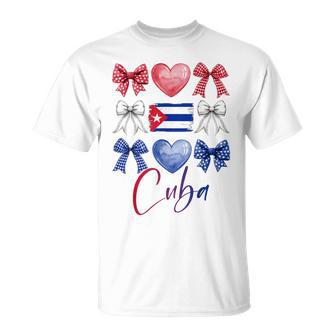 Cute Cuba Hispanic Heritage Month Bow Cuban Flag Girls Women T-Shirt - Monsterry