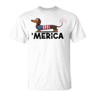 Dachshund Fourth 4Th Of July Merica Dachshund T-Shirt - Thegiftio UK