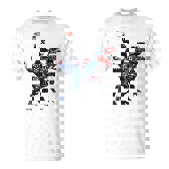 Dino Abraham Lincoln 4Th Of July Boys American Flag Tシャツ - Kawaiitshirt