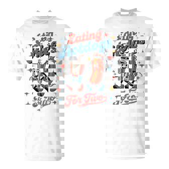 Eating Hotdogs For Two 4Th Of July Pregnancy Announcement T-Shirt - Thegiftio