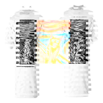 El Gato Grito Gato Divertido Arte Parodia Cuello Camiseta unisex - Regaloses