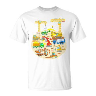Engins Construction Bulldozer Pelleteuse Camions Grues T-Shirt - Cadeauxyz
