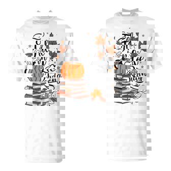Fall In Love With Reading Book Autumn Pumpkins And Teachers T-Shirt - Monsterry