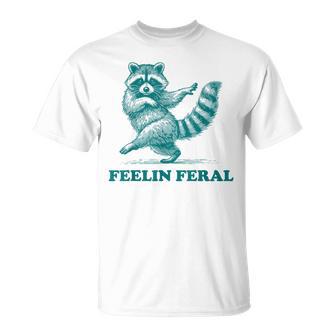 Feeling Feral Racoon Ironic Saying Vintage Raccoon T-Shirt - Thegiftio UK