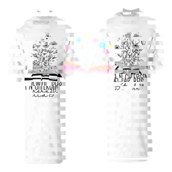 Floral Book A New Chapter Begins Retired Retirement Teacher T-Shirt | Mazezy