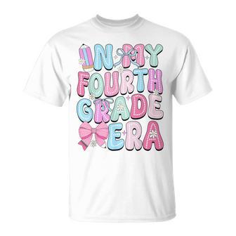In My Fourth Grade Era Teacher Girl Bow Back To School T-Shirt - Thegiftio UK