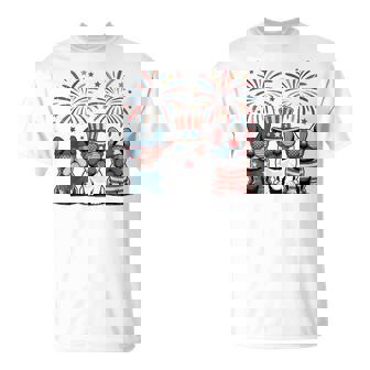French Bulldog Usa American Flag Fireworks 4Th Of July T-Shirt - Monsterry