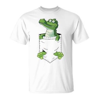 Alligator Lover Pet Cute Florida Alligator In A Pocket T-Shirt - Thegiftio UK