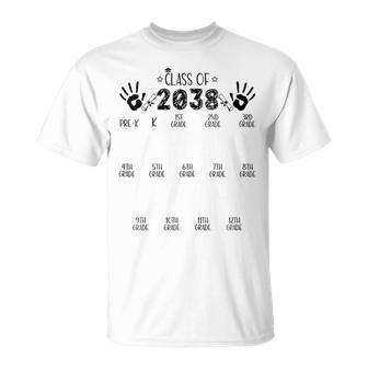 Class Of 2038 Grow With Me Handprint Pre-K 12Th Grade T-Shirt - Thegiftio UK