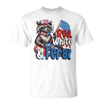 Usa Patriotic 4Th Of July Raccoon Red White And Feral T-Shirt - Thegiftio UK