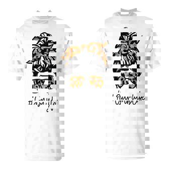Gammy Leopard Messy Bun Mother's Day For Grandmothers T-Shirt - Thegiftio UK