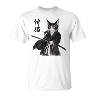 Gatoamurai Guerrero Japonés Ukiyo-E Arte Camiseta unisex - Regaloses