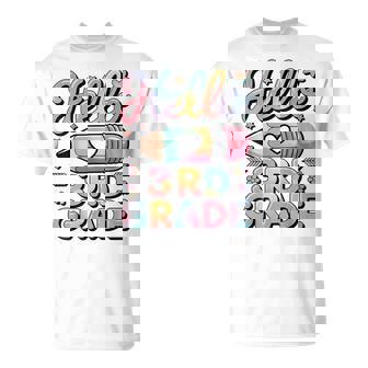 Girl Back To School Hello Third 3Rd Grade Teacher T-Shirt | Mazezy