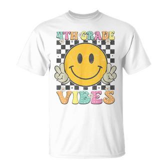 Girls 4Th Grade Vibes Smile Face Back To School Fourth Grade T-Shirt - Thegiftio UK