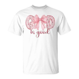 God Is Good All The Time Coquette Bow Christian Girls T-Shirt - Thegiftio UK