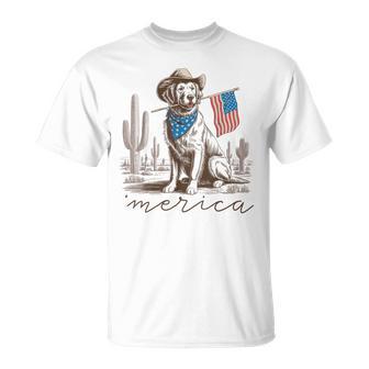 Golden Retriever 4Th Of July Cowboy Independence Us Flag T-Shirt - Thegiftio UK