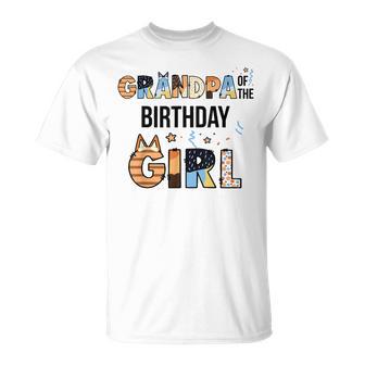 Grandpa Of The Birthday Girl Party Blue Dog Lover Matching T-Shirt - Monsterry